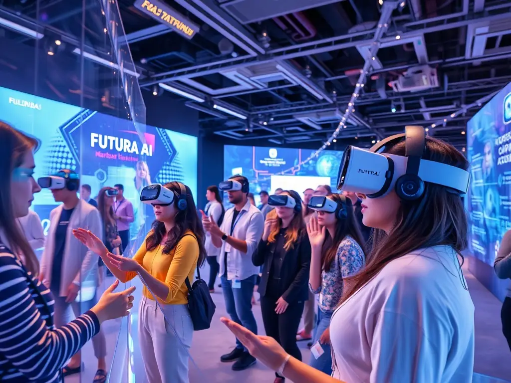 An immersive virtual reality scene blending real and digital elements.